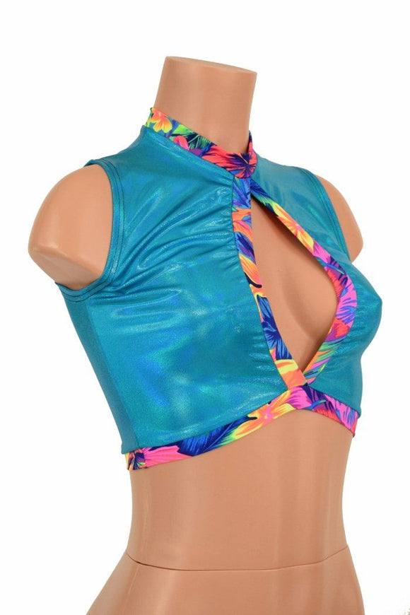 Sleeveless Keyhole Top in Peacock - Coquetry Clothing