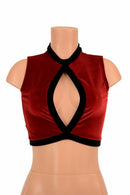 Sleeveless Keyhole Top in Red Velvet - Coquetry Clothing