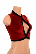Sleeveless Keyhole Top in Red Velvet - 2
