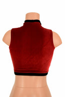 Sleeveless Keyhole Top in Red Velvet - Coquetry Clothing