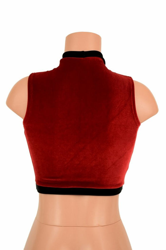 Sleeveless Keyhole Top in Red Velvet - Coquetry Clothing