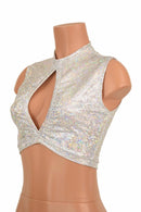 Sleeveless Keyhole Top in Silvery White - Coquetry Clothing