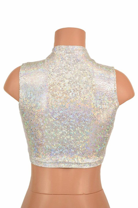 Sleeveless Keyhole Top in Silvery White - Coquetry Clothing