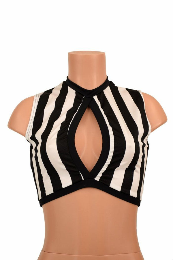 Sleeveless Keyhole Top in Stripe - 1