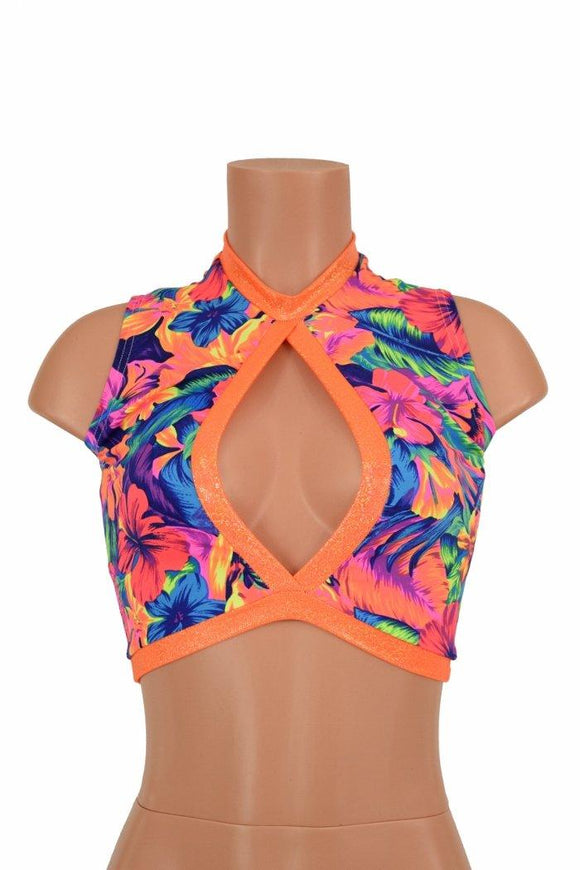 Sleeveless Keyhole Top in Tahitian Floral - Coquetry Clothing