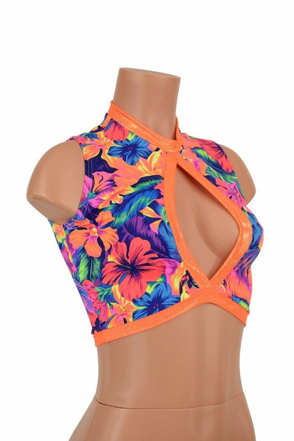 Sleeveless Keyhole Top in Tahitian Floral - Coquetry Clothing
