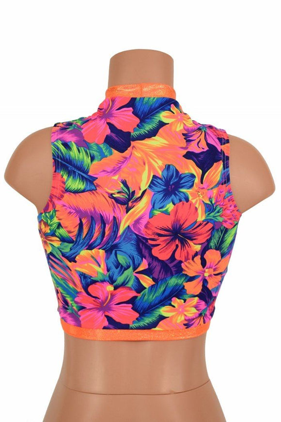 Sleeveless Keyhole Top in Tahitian Floral - Coquetry Clothing