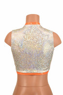 Sleeveless Keyhole Top in White & Orange - Coquetry Clothing