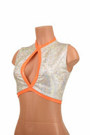 Sleeveless Keyhole Top in White & Orange - Coquetry Clothing
