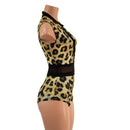 Sleeveless Leopard Print Keyhole Romper with Mesh Waistband - Coquetry Clothing