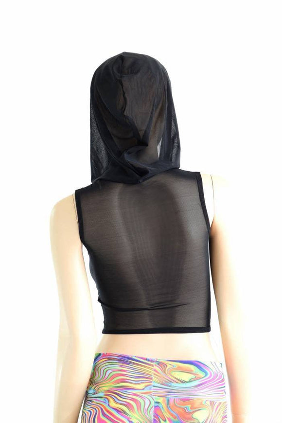 Sleeveless Mesh Crop Hoodie - Coquetry Clothing