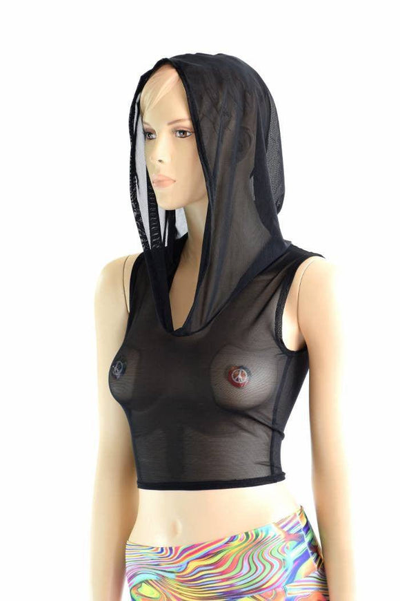 Sleeveless Mesh Crop Hoodie - Coquetry Clothing