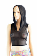 Sleeveless Mesh Crop Hoodie - Coquetry Clothing