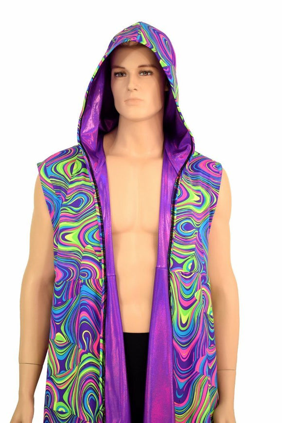 Sleeveless Reversible Hooded Duster - Coquetry Clothing