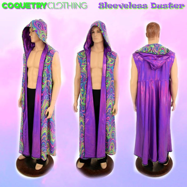 Sleeveless Reversible Hooded Duster - 8