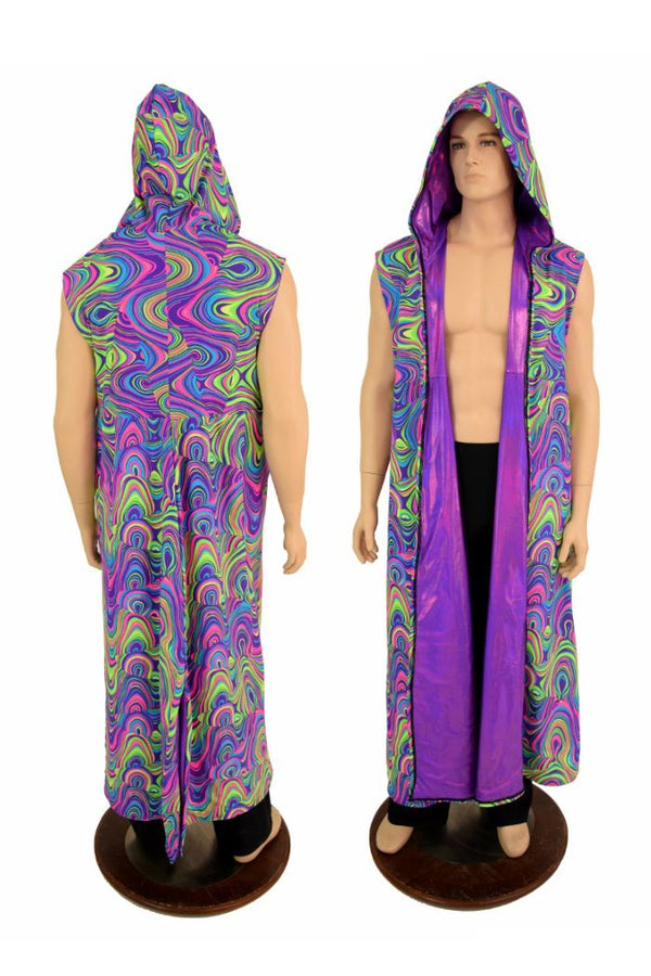 Sleeveless Reversible Hooded Duster - 1