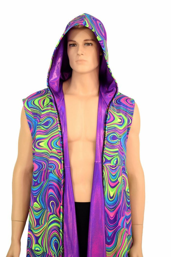 Sleeveless Reversible Hooded Duster - 6