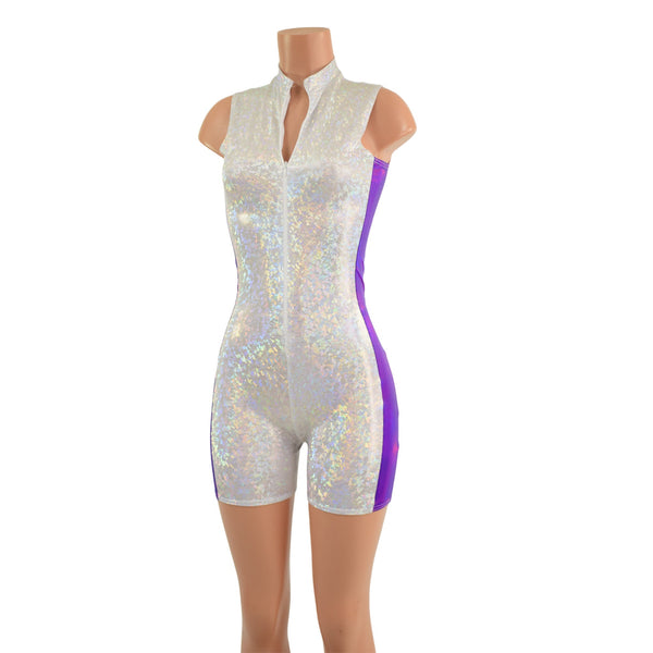 Sleeveless Side Panel Romper with Stella Neckline and 4" Inseam - 2