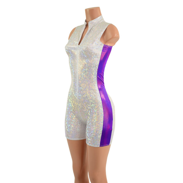 Sleeveless Side Panel Romper with Stella Neckline and 4" Inseam - 3