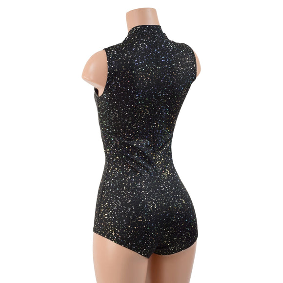 Sleeveless Star Noir Stella Romper with Boy Cut Leg - Coquetry Clothing