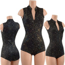 Sleeveless Star Noir Stella Romper with Boy Cut Leg - Coquetry Clothing