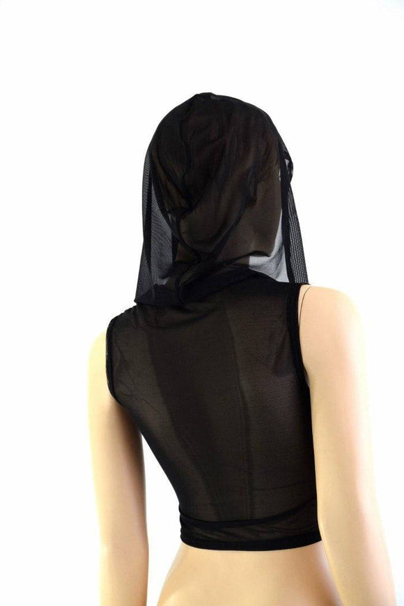 Sleeveless Zipper Mesh Crop Hoodie - Coquetry Clothing