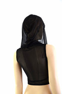 Sleeveless Zipper Mesh Crop Hoodie - 3