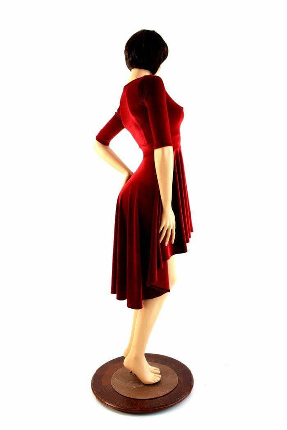 Small Ready to Ship Red Velvet Hi Lo Skater Dress - Coquetry Clothing