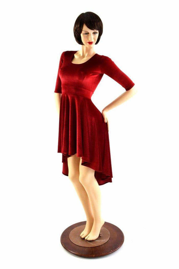 Small Ready to Ship Red Velvet Hi Lo Skater Dress - Coquetry Clothing