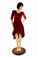 Small Ready to Ship Red Velvet Hi Lo Skater Dress - Coquetry Clothing