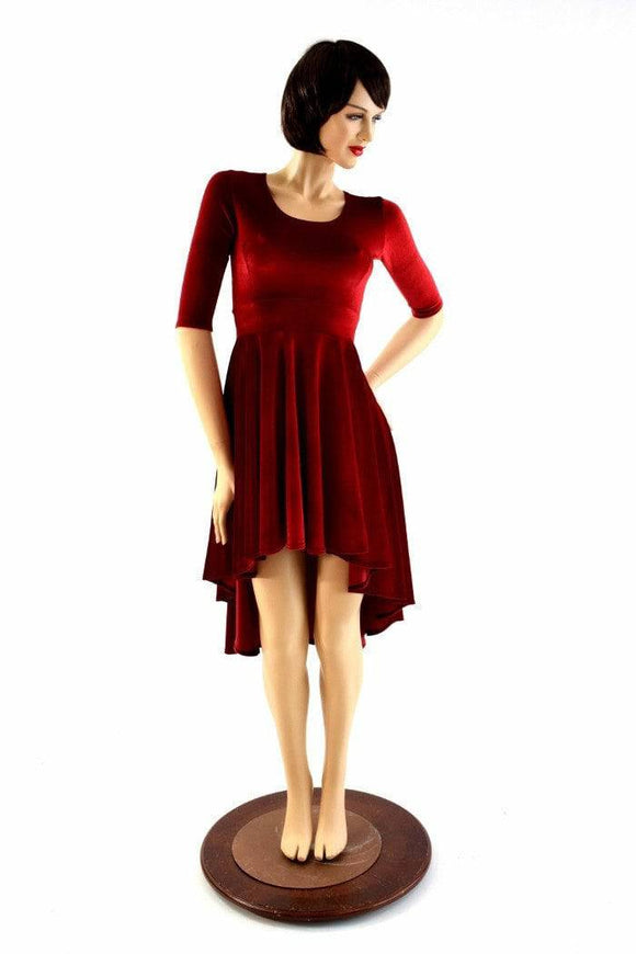Small Ready to Ship Red Velvet Hi Lo Skater Dress - Coquetry Clothing