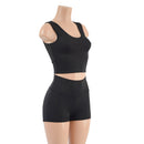 Smooth Black Spandex High Waist Shorts OR Top READY to SHIP - Coquetry Clothing