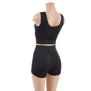 Smooth Black Spandex High Waist Shorts OR Top READY to SHIP - Coquetry Clothing