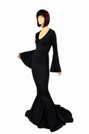 Smooth & Curvy Black Spandex Morticia Dress - Coquetry Clothing
