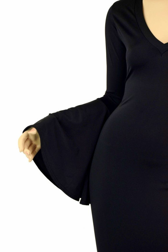 Smooth & Curvy Black Spandex Morticia Dress - Coquetry Clothing