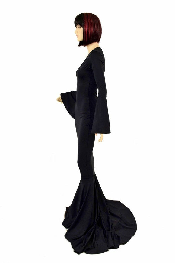 Smooth & Curvy Black Spandex Morticia Dress - Coquetry Clothing