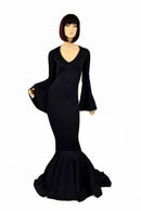 Smooth & Curvy Black Spandex Morticia Dress - Coquetry Clothing