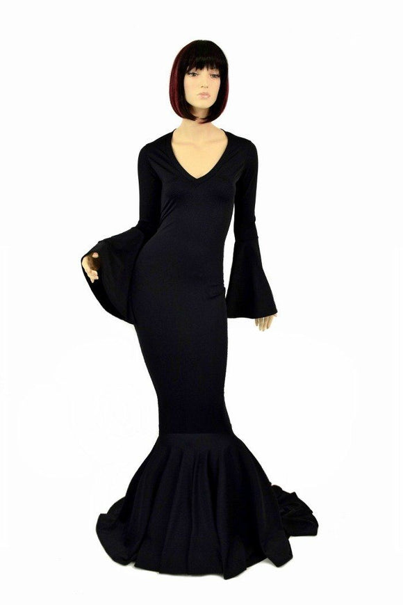 Smooth & Curvy Black Spandex Morticia Dress - Coquetry Clothing