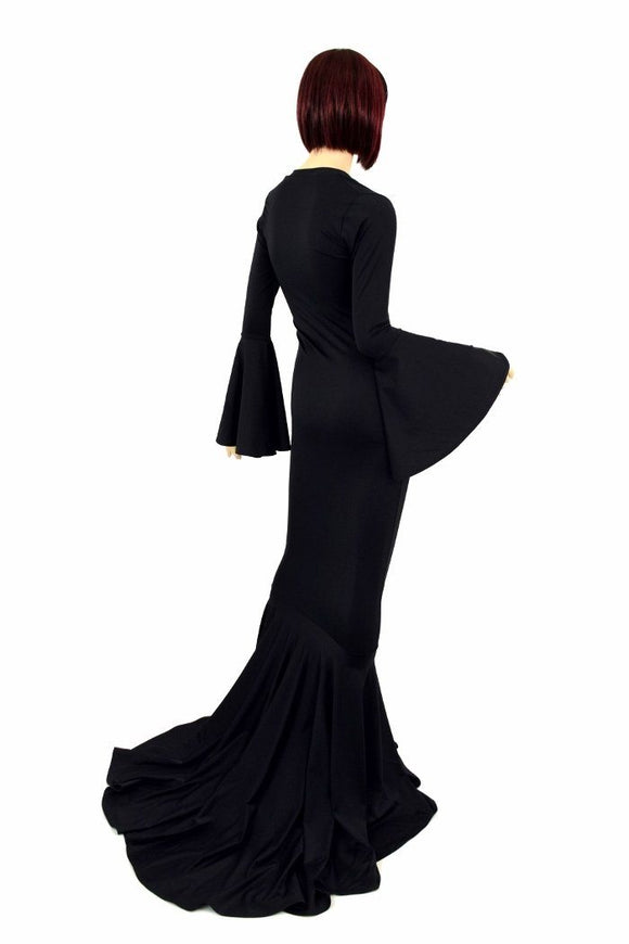 Smooth & Curvy Black Spandex Morticia Dress - Coquetry Clothing