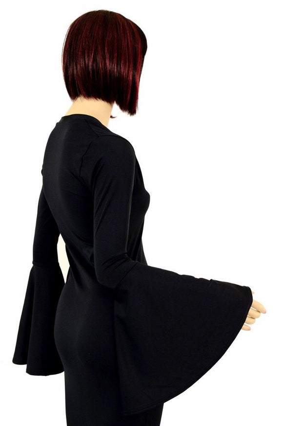 Smooth & Curvy Black Spandex Morticia Dress - Coquetry Clothing