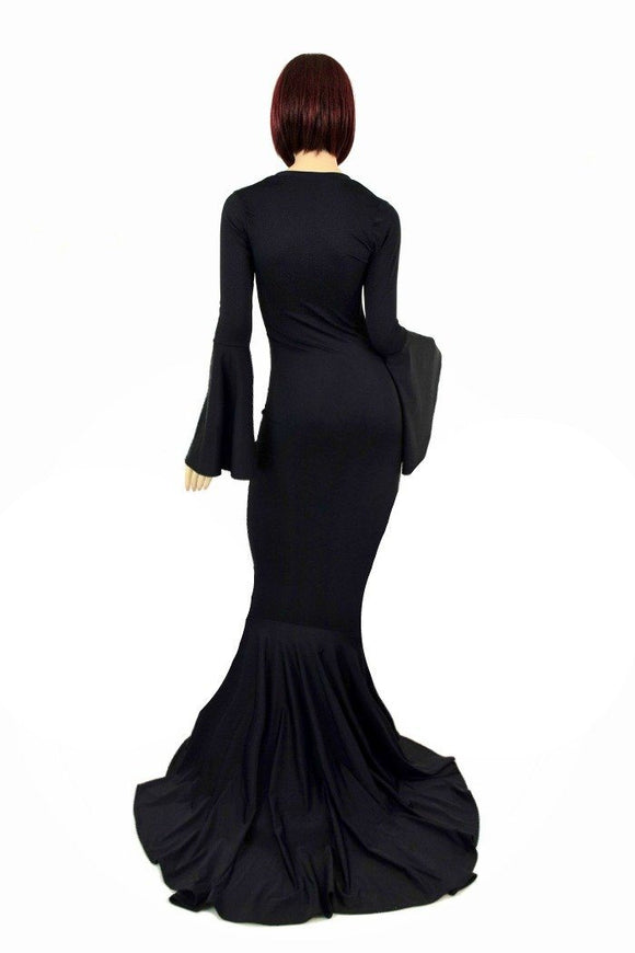 Smooth & Curvy Black Spandex Morticia Dress - Coquetry Clothing