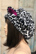 Snow Leopard Minky Beanie with Kitty Ears - 3