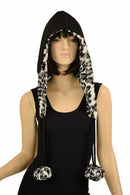 Snow Leopard Minky Pom Pom Hood - Coquetry Clothing