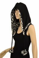 Snow Leopard Minky Pom Pom Hood - Coquetry Clothing