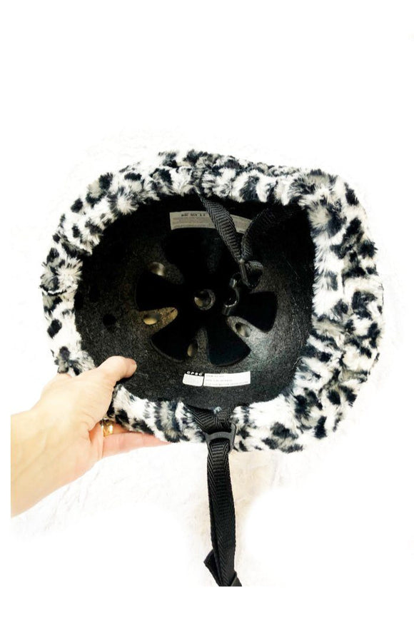 Snow Leopard Minky Roller Derby Helmet Cover (Cover Only) - Coquetry Clothing