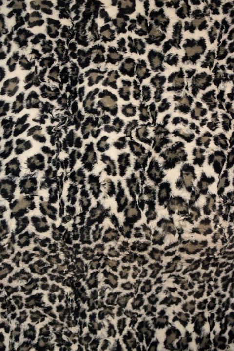Snow Leopard Minky Faux Fur Fabric - Coquetry Clothing