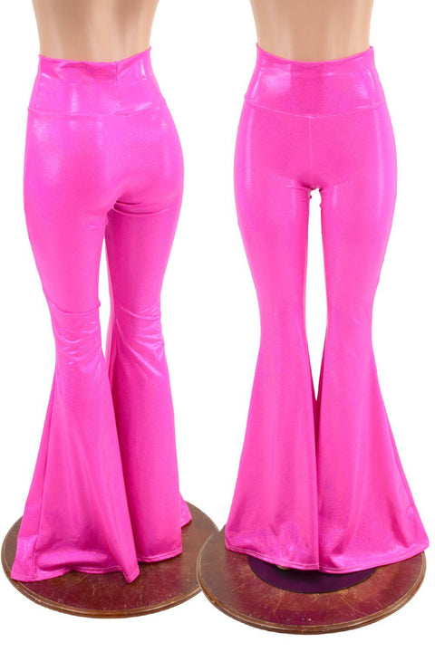 Neon Pink High Waist Solar Flares - Coquetry Clothing