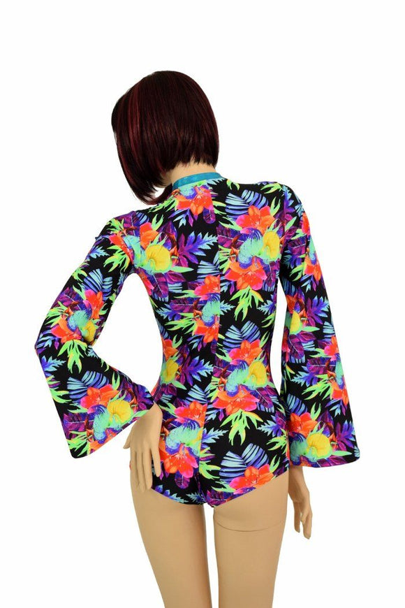 Sonic Bloom Plunging V Romper - Coquetry Clothing