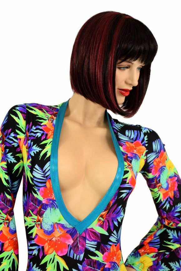 Sonic Bloom Plunging V Romper - Coquetry Clothing