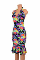 Sonic Bloom Ruffled Halter Wiggle Dress - Coquetry Clothing